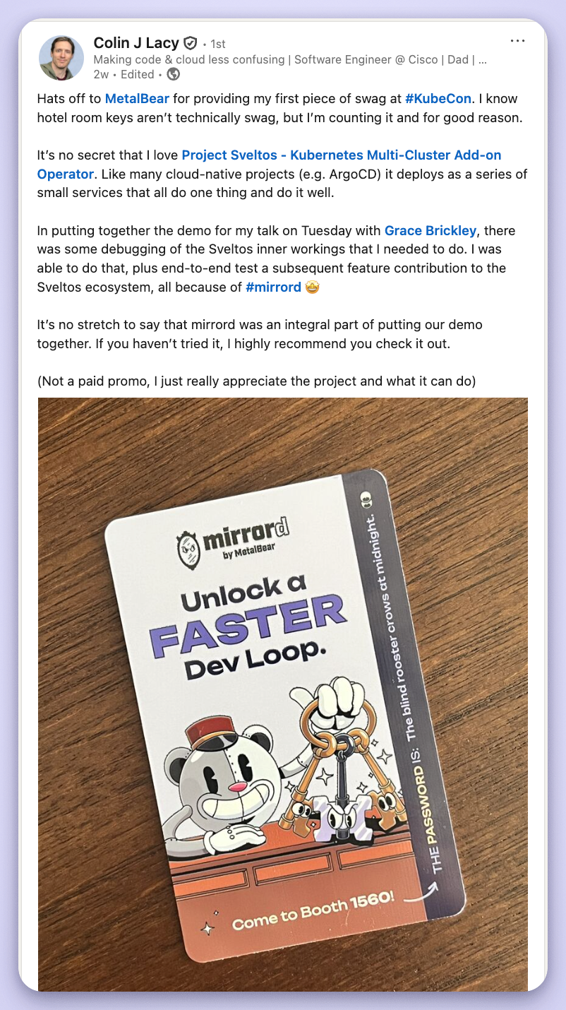 MetalBear sponsored keycards with the raffle password
